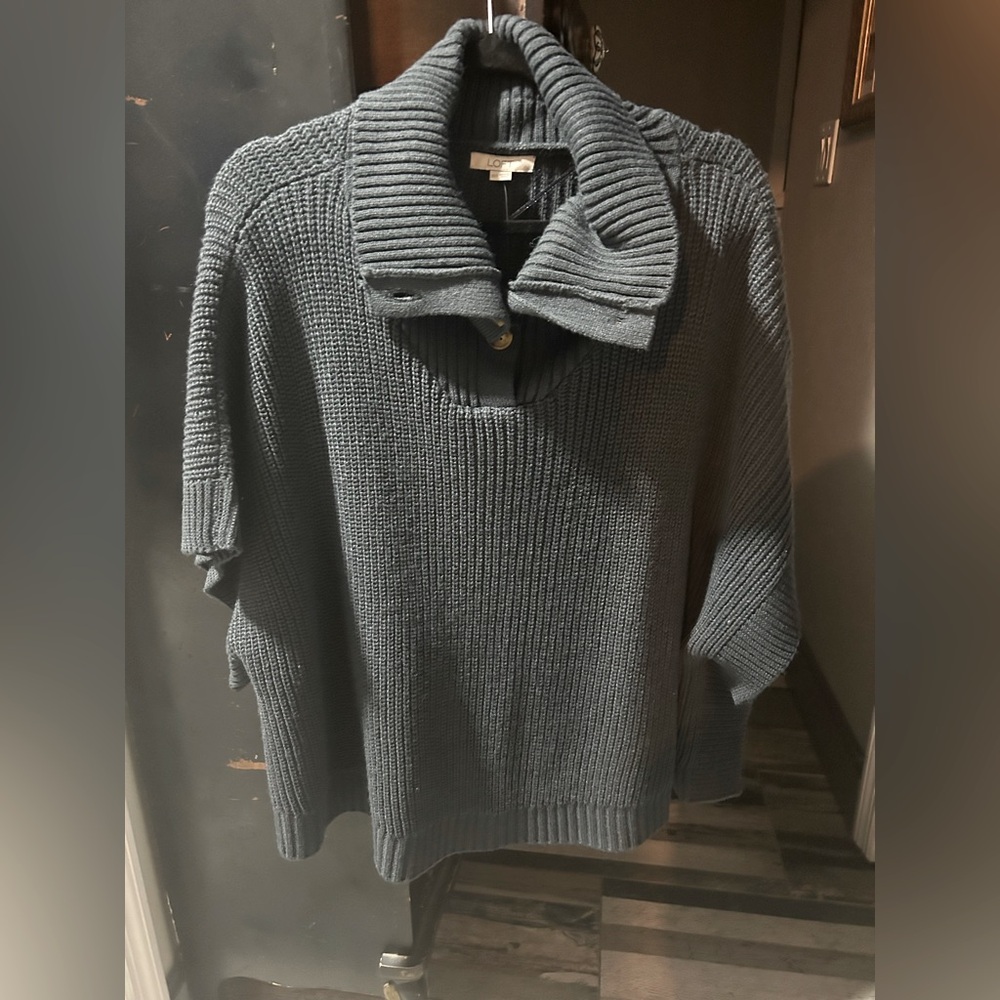 NWT LOFT Outlet Grey Poncho Sweater